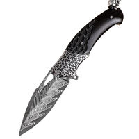 Pisau Lipat Premium Desert Eagle 89-Lapisan Baja Damascus VG10 SS316 Gagang Kayu Ebony Pisau Saku