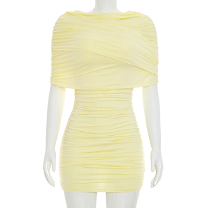 Viviblook D26DS202 Vestido de Fiesta Corto para Mujer, Verano, Color Sólido, Casual, Manga Corta, Estilo Bodycon - Product Image 1