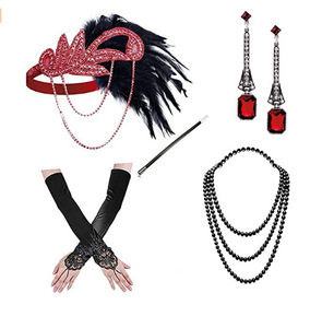 Costume <span class=keywords><strong>Charleston</strong></span> des années 1920 pour cosplay d'Halloween, accessoires Gatsby des années 1920, serre-tête rose nude, serre-tête à plumes Great Gatsby - Product Image 5