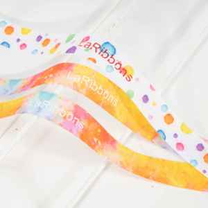 Cinta de Grosgrain con Estampado de Salpicaduras de Acuarela Arcoíris, Cinta Multicolor Vibrante para Lazos de Pelo para Niños, Manualidades DIY - Product Image 3