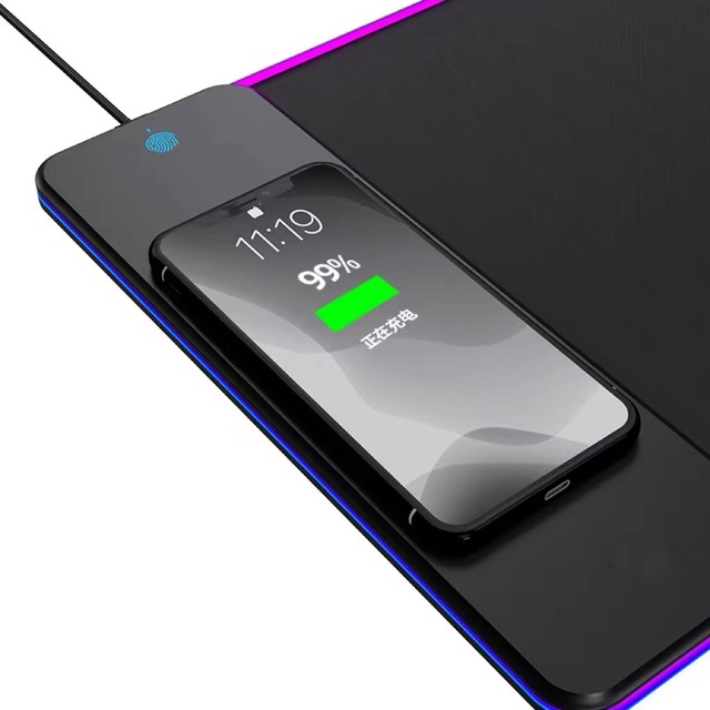 Wholesale RGB Wireless Charging Mouse Pad,15 w Fast qi Gaming Desk Mat with LED Backlight for Office&pc