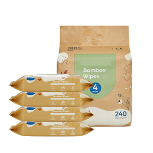 Lingettes humides jetables pour bébés, motif écorce, pour la bouche et les mains, sensibles, biodégradables, en bambou biologique - Product Image 1