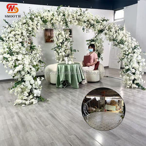 Nuevo Arco de Flores de Seda Semicircular SMOOTH, Arco de Rosas Blancas y Verdes para Decoración de Fondo de Boda - Product Image 4