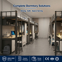 Lit mezzanine en métal robuste pour dortoir d'adultes, appartement, structure KD, cadre de lit à haute capacité de charge avec bureau, personnalisable OEM
