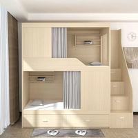 Lit superposé moderne à deux étages en bois massif avec escalier pour famille d'accueil ou chambre à coucher