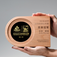 Plaques de récompense personnalisées en bois, trophées en forme d'épis de blé, plaques en verre cristal, coupes-trophées en bois