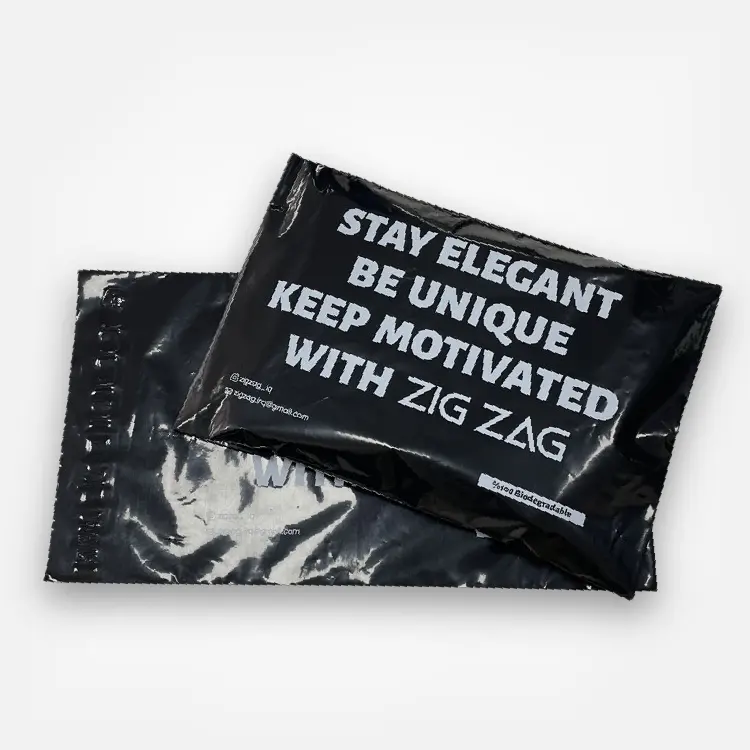 Bolsas de mensajería negras recicladas con logotipo personalizado impreso, paquete de envío de ropa, sobre de correo