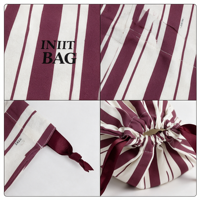 Sac à poussière en toile de coton épaisse réutilisable à rayures imprimées avec cordon de serrage, pochette cadeau personnalisée avec logo
