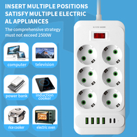 Multiprise avec prises mixtes Schuko et triangulaires, charge rapide, protection contre les surcharges, rallonge