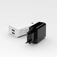 Adaptateur d'alimentation électrique certifié CE/FCC/RoHS, AC/DC, 5V 2A, chargeur mural double USB, entrée universelle 100-240V pour téléphones mobiles