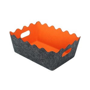 One-piece Molded Wavy Edge Felt Storage Basket Portable Books Organizer Toy Integrated Storage Basket <strong>Bin</strong> with Handle - Product Image 4