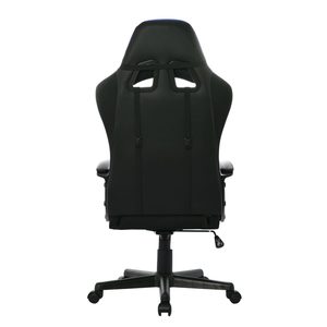 Chaise de jeu noire avec surpiqûres en losange, ergonomique, dossier haut, pivotante et réglable - Product Image 4