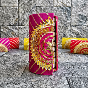 Luxury Handmade Embroidered Bangle Storage <b>Box</b> with <b>Mirror</b> Designer Bridal Chura Organizer Case Traditional Jewelry Holder - Product Image 1