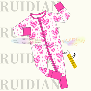 Pijama de Bambú con Estampado Informal Little Sleepie para Primavera, Mono de Bambú con Cremallera de Dos Vías para Niñas, Regalo de San Valentín - Product Image 2
