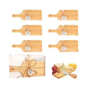 나무 치즈 보드 치즈 스프레더 나이프 세트 선물 상자 미니 사각형 샤퀴테리 보드 친환경 도마 - Product Image 4
