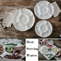 Onbreekbaar restaurant hapjes-snack servies 12 inch wit melamine schaal met 5 compartimenten