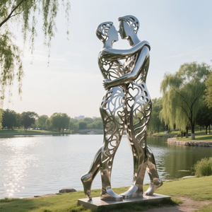 Su misura su larga scala in acciaio inossidabile sculture di amanti del paesaggio urbano moderno <span class=keywords><strong>segni</strong></span> di giardino in acciaio inox coppie statue - Product Image 5
