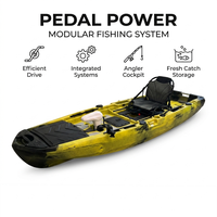 Kayak de pêche modulaire OEM personnalisé vert camouflage 10 pieds avec pédales, moteur intégré, télécommande, GPS et rangement
