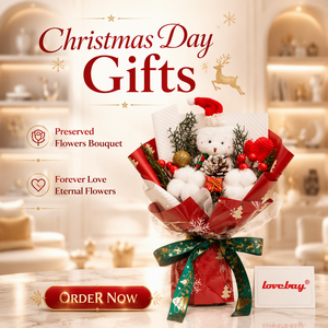 Bouquet de roses éternelles Lovebay Real Forever, bouquet de fleurs séchées longue durée, fleurs éternelles en gros, bouquet de fleurs préservées pour cadeau de Noël - Product Image 3