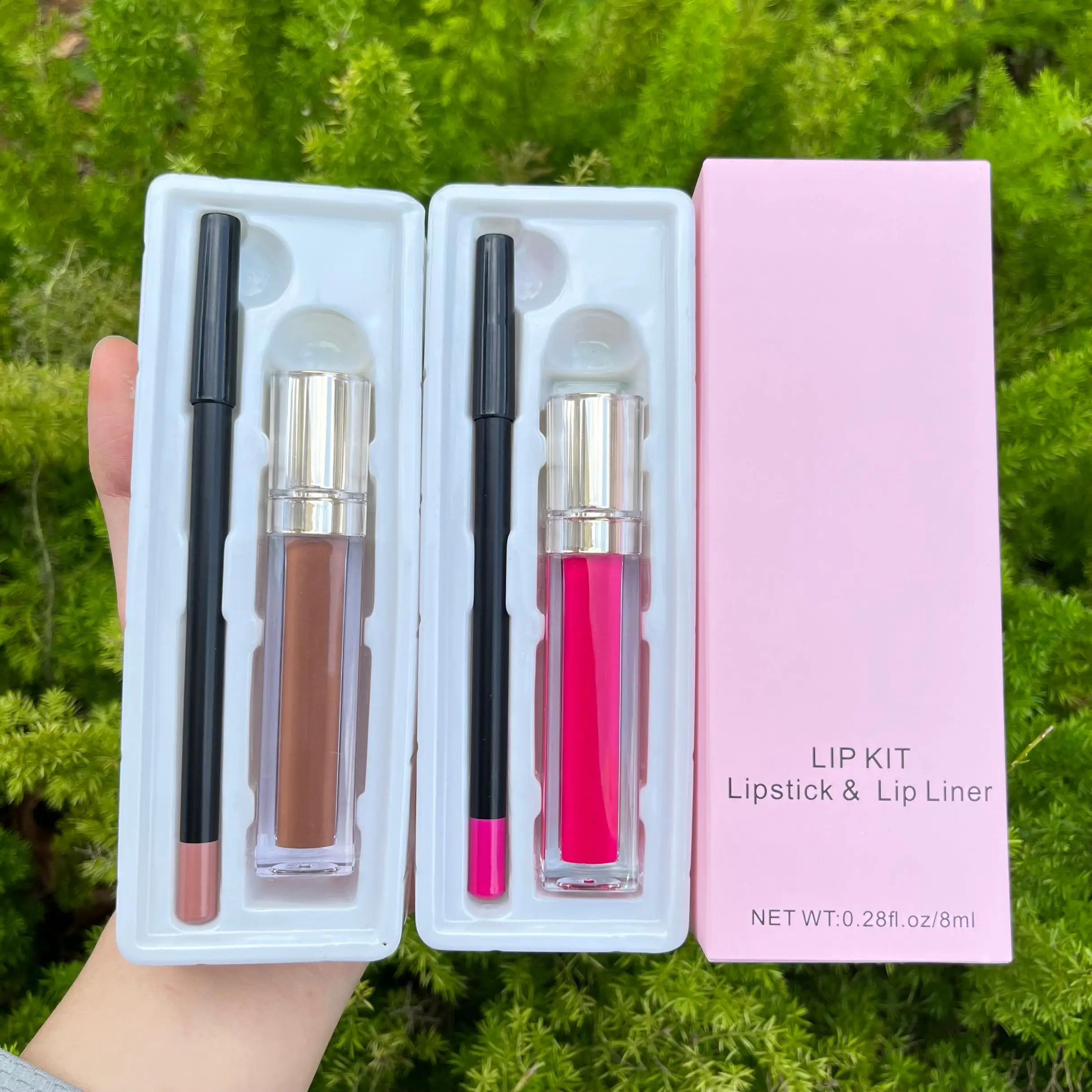 New private label matte liquid lipstick set lip gloss with lip liner set