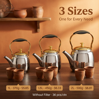 Bouilloire à eau en acier inoxydable durable avec filtre en maille, corps miroir, 1L, 1,5L, 2L, pour la maison, le thé, le chai et le café, usage quotidien
