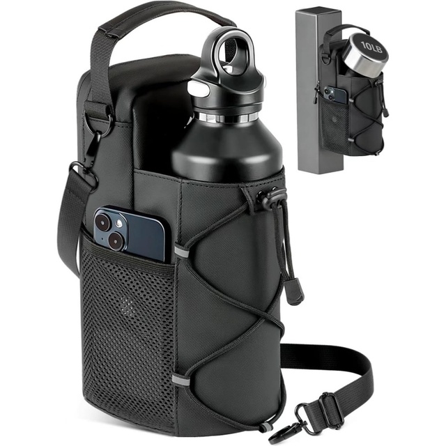 Wholesale Sports Workout Sling Bottle Holder Pouch Magnetic Gym Bag Water Bottle Bag With Shoulder Strap