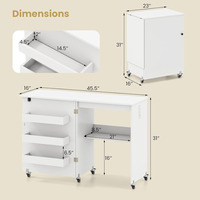 Mesa de Costura Plegable Multiusos OEM/ODM Personalizada que Ahorra Espacio con Ruedas Bloqueables, Estantes de Almacenamiento y Estación de Carga