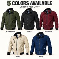 Veste en coton lavé pour homme, col montant, fermeture éclair intégrale, manches longues, couleur unie, confortable, décontractée, vêtements de travail, extérieur, printemps, automne