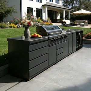 2026 Isla de cocina para <span class=keywords><strong>barbacoa</strong></span> de exterior de alta calidad, cocina exterior para villa con cajones deslizantes, gabinetes de cocina para exterior al por mayor - Product Image 2