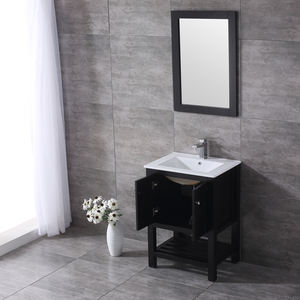 Mueble de Baño Moderno Cuadrado de Madera Maciza Lacada y Contrachapada con Espejo Enmarcado y Lavabo de Cerámica Hecho en Vietnam - Product Image 2