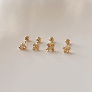 ต่างหูแบบเกลียว ROXI ประดับดอกไม้ ไข่มุก เพชร ดีไซน์แฟชั่น เงินแท้ 925 ชุบทอง 18K - Product Image 1