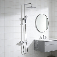 Robinet de lavabo thermostatique monocommande chromé poli OEM avec barre coulissante, mitigeur de douche en laiton à jet de pluie, cartouche céramique