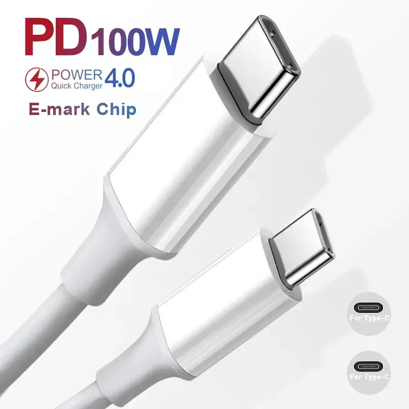 100W E-mark PD USB C to USB Type C Cable 5A USBC Fast Charging Wire For Macbook iPad Pro Samsung Xiaomi USB-C Charger Data Cable