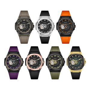 Stainless Steel <b>Skeleton</b> Dial <b>Automatic</b> Mechanical Business <b>Watch</b> with Leather Strapatch - Product Image 3