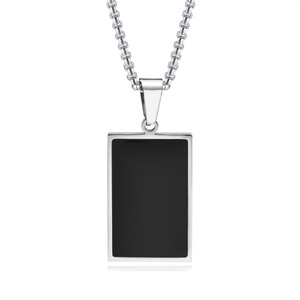 สร้อยคอจี้สี่เหลี่ยมเคลือบเงาสแตนเลสสตีลขายส่ง - Product Image 2