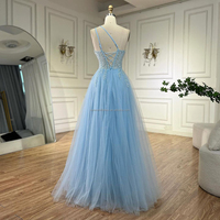 Serene Hill arabe bleu Spaghetti sangle une ligne une épaule perlée robes de soirée robes 2024 LA72589 personnalisé