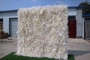 Airy Textured Silk Flower <b>Wall</b> <b>Panel</b> In Pure White For Wedding Commercial Space Layout Arrangement - Product Image 3