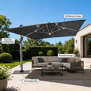 <span class=keywords><strong>Sombrilla</strong></span> Cantilever LED para Terraza de Hotel, Estructura Reforzada de Múltiples Brazos de Aluminio, Resistente a la Decoloración, <span class=keywords><strong>Toldo</strong></span> para Exteriores - Product Image 4