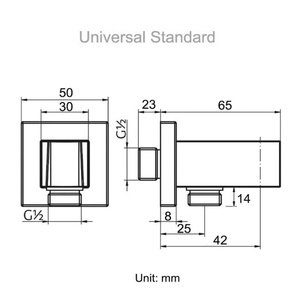 Brass Square 1/2 Inch Shower Hose Connector Wall Supply Elbow with <b>Hand</b> Shower Holder Round Wall Mount Drop Union Water Outlet - Product Image 2