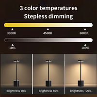 Lampes de table portables en métal à commande tactile, design moderne, LED rechargeables, sans fil, port USB, décoratives pour restaurant