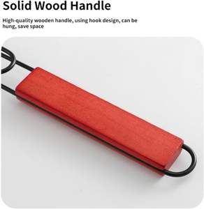 Support <span class=keywords><strong>professionnel</strong></span> amovible pour hot-dogs avec poignée en bois résistante à la chaleur, panier de <span class=keywords><strong>barbecue</strong></span> en acier inoxydable, <span class=keywords><strong>pince</strong></span> en maille pour grillades - Product Image 5