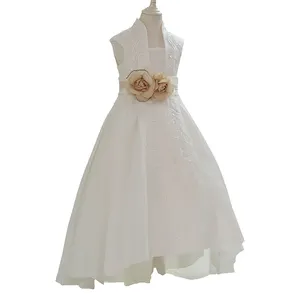 Роскошное атласное платье Nimble цвета слоновой кости на заказ с цветами для девочек, элегантные платья для девочек для причастия