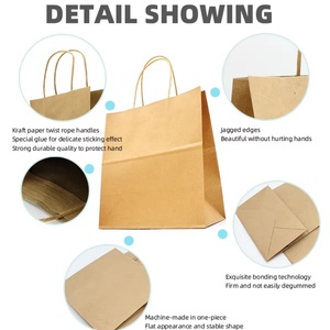 Bolsa de Papel Kraft Biodegradable en Stock para Regalo y Compras con Asa Retorcida y Asa Troquelada - Product Image 3