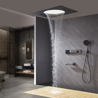 Système de douche thermostatique de luxe à affichage numérique LED, pommeau de douche à main quatre fonctions, ensemble de douche de villa en céramique à jet doux pour la maison