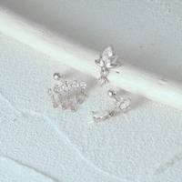 Anting-anting tusuk hidung CANNER Fashion wanita bentuk tetesan air bunga, zircon kubik, perak S925, perhiasan tindik.