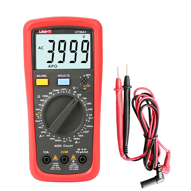 UNI-T UT39A+ Digital Multimeter Manual Range AC DC Voltmeter Ohm Cap Diode HFE Tester
