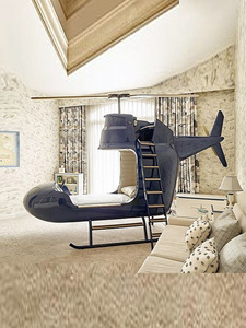 Letto Singolo Creativo Personalizzato a Forma di Aereo per Bambini, Letto Elicottero Cartoon per Hotel a Tema Genitore-Figlio, Personalizzabile - Product Image 4
