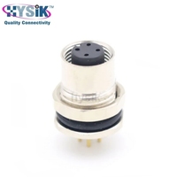 Conector Circular Hembra M12 de 4 Polos para Montaje Trasero en PCB, Enchufe con Codificación A para Interfaz de Transportador de Escáner de Seguridad de Rayos X