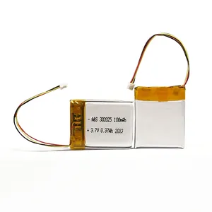 Lipo certificado ul1642, bateria de polímero de lítio 302025 110mah recarregável pequena 3.7v 100mah