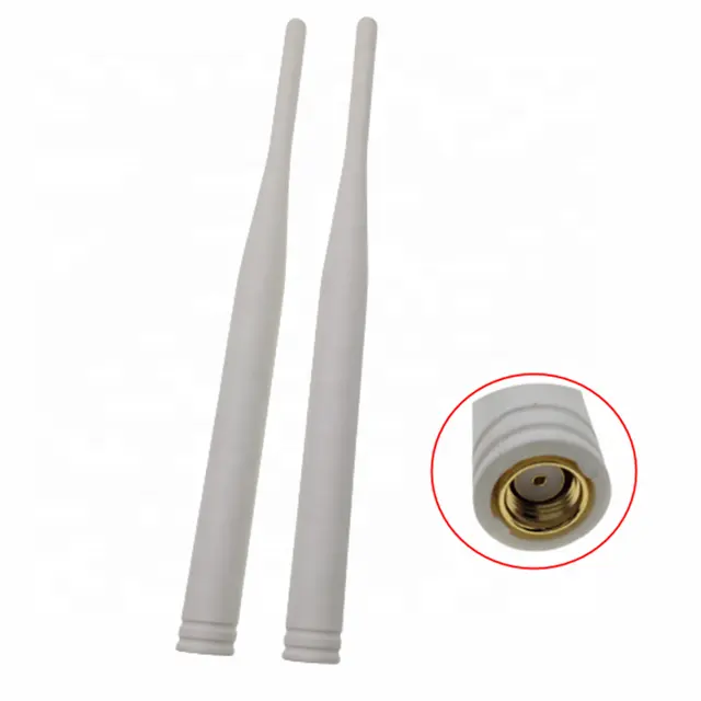 RP SMA Male Overmoulded White 2.4 Ghz Wifi Microwave Whip Communication Antenna